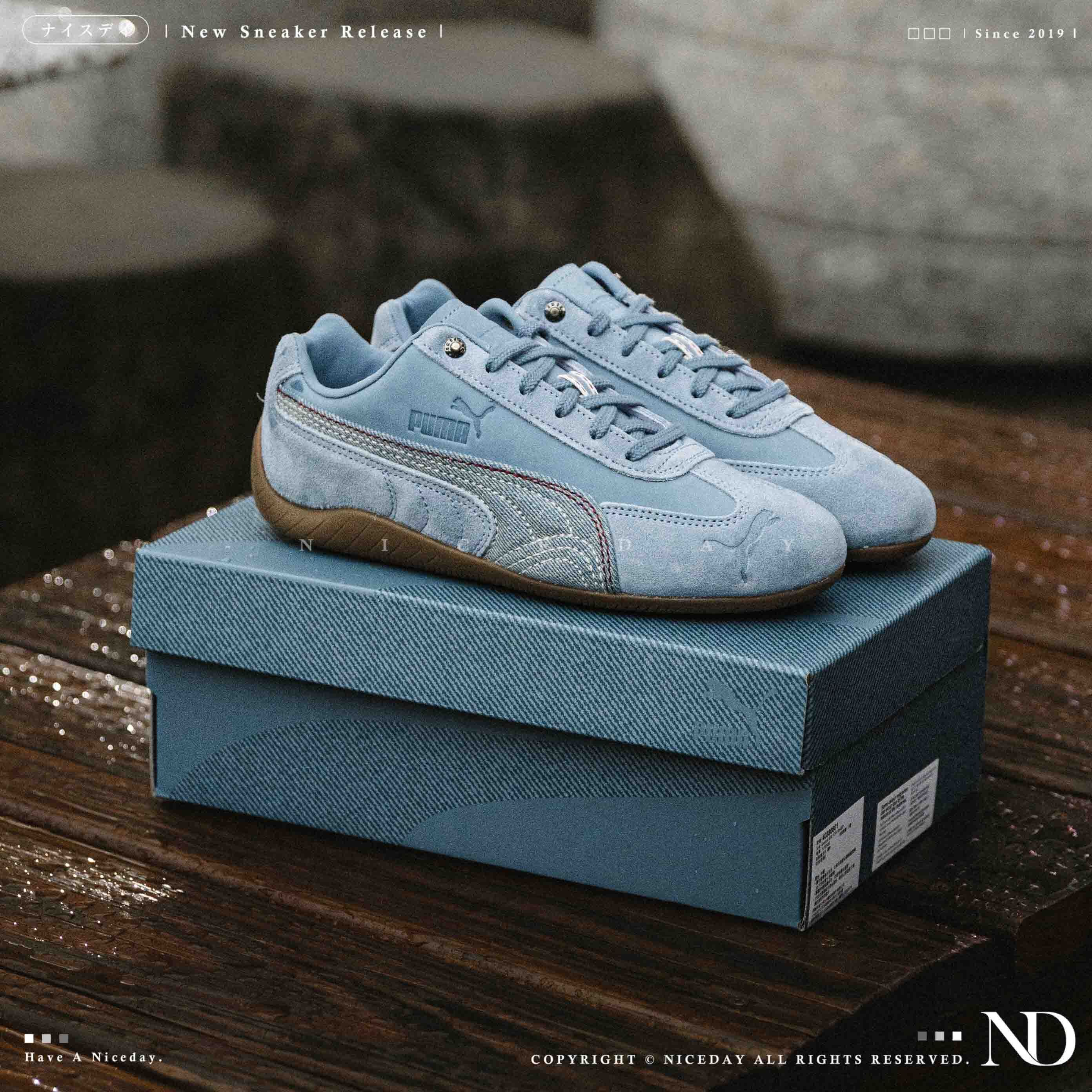 NICEDAY 現貨 PUMA SPEEDCAT Denim 丹寧 牛仔藍 淺藍 焦糖底 復古 賽車鞋 女鞋 403808-01