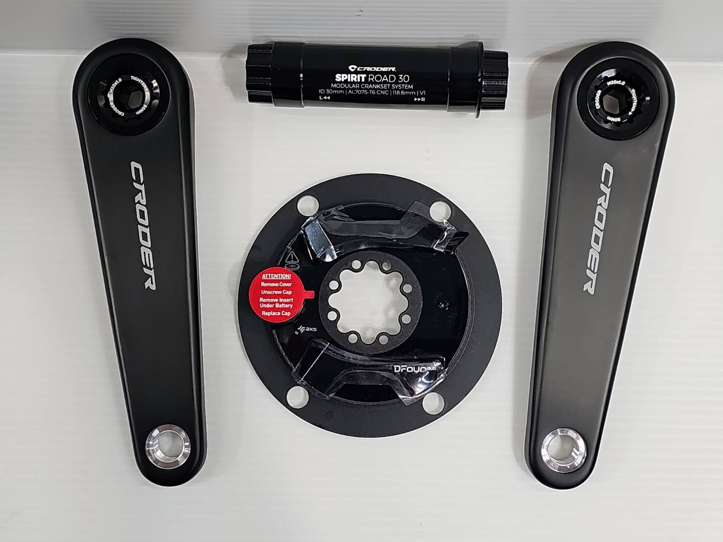 CRODER SPIRIT 碳纖維短曲柄腿 + 30mm軸心 中軸 + QUARQ DFour AXS DUB 功率齒盤 功率計 腿長:145/150/155/160/165mm