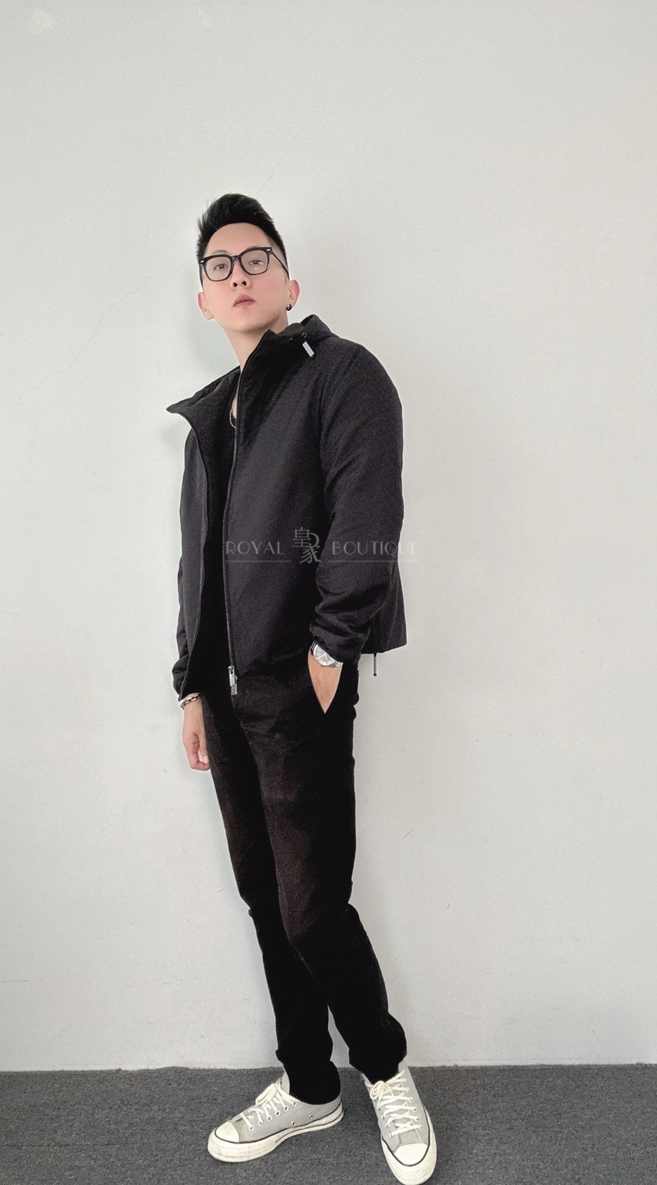 Emporio Armani EA防潑水鋪棉連帽夾克外套