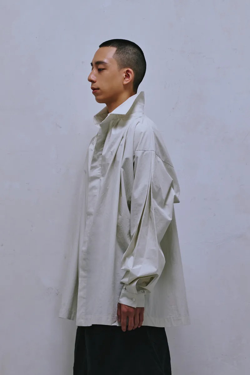 Enclave｜Square Cut Long-Sleeve “Mens” Shirt (Ivory)