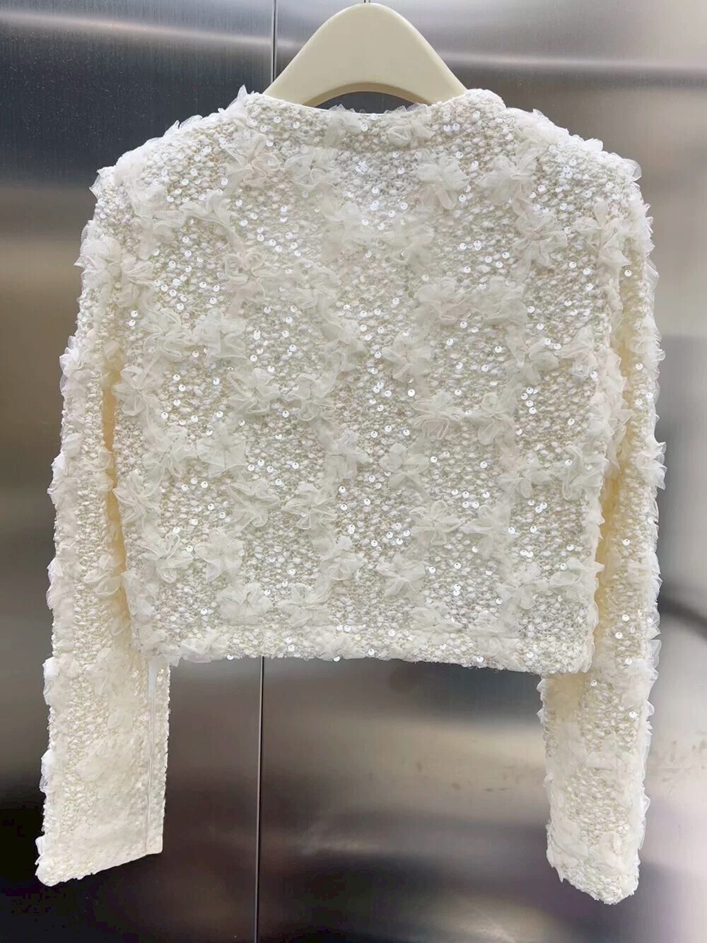 重工網紗亮片立體花朵香風外套