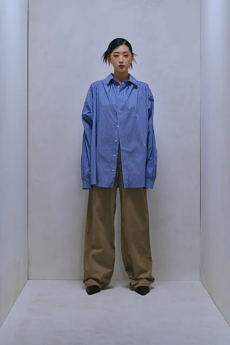 Enclave｜Square Cut Long-Sleeve “Mens” Shirt (Blue)