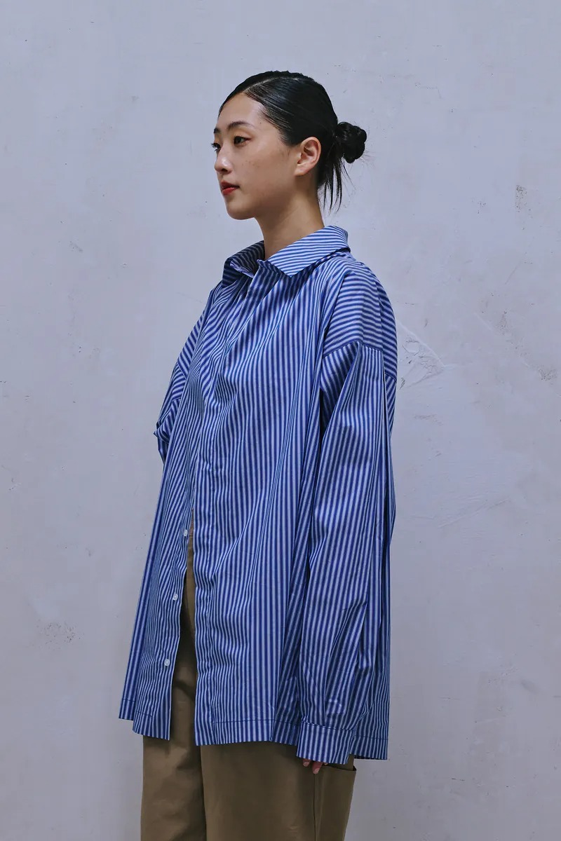 Enclave｜Square Cut Long-Sleeve “Mens” Shirt (Blue)