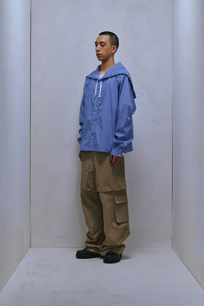 Enclave｜Twill Wide-Leg “Roo-Bag” Cargo Pants (Khaki)