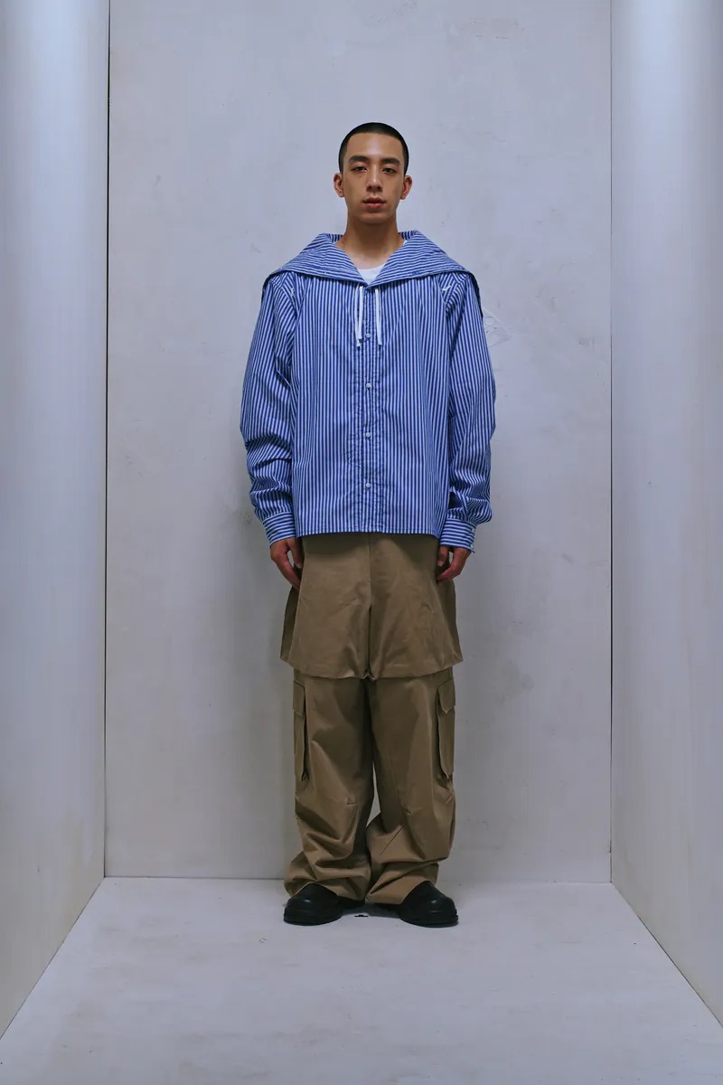 Enclave｜Twill Wide-Leg “Roo-Bag” Cargo Pants (Khaki)