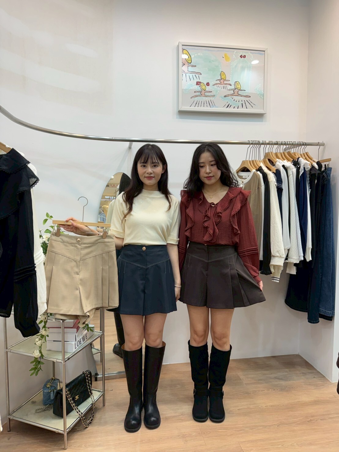 AS5013 高腰拼邊壓褶短裙褲