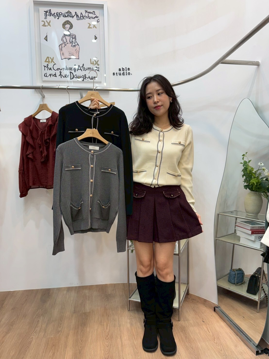 AS5027 多口袋小香風針織外套