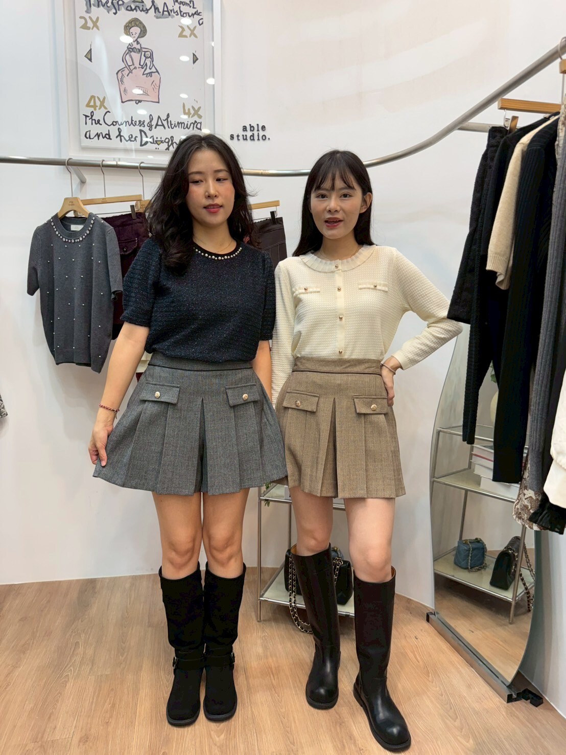 AS5003 學院風百褶下擺短裙褲