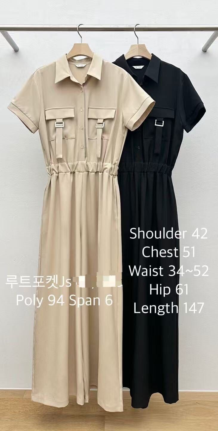 RF5032 工裝橡筋腰顯瘦連身褲