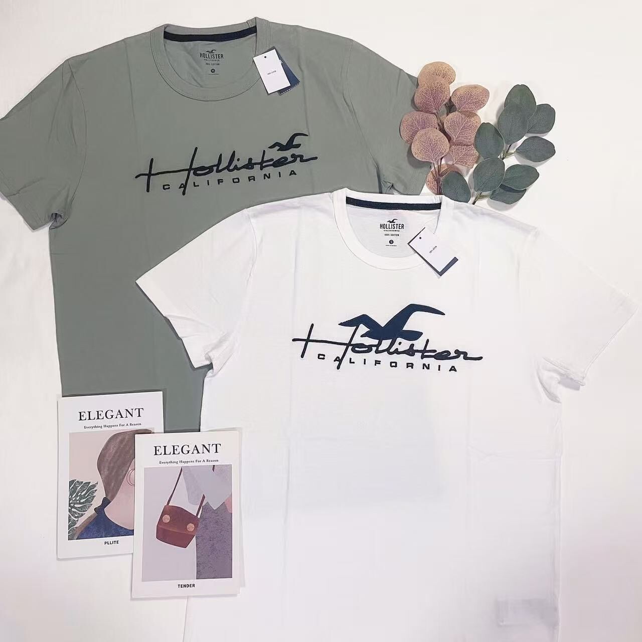 HOLLISTER MIDDLE LOGO TEE 刺繡字