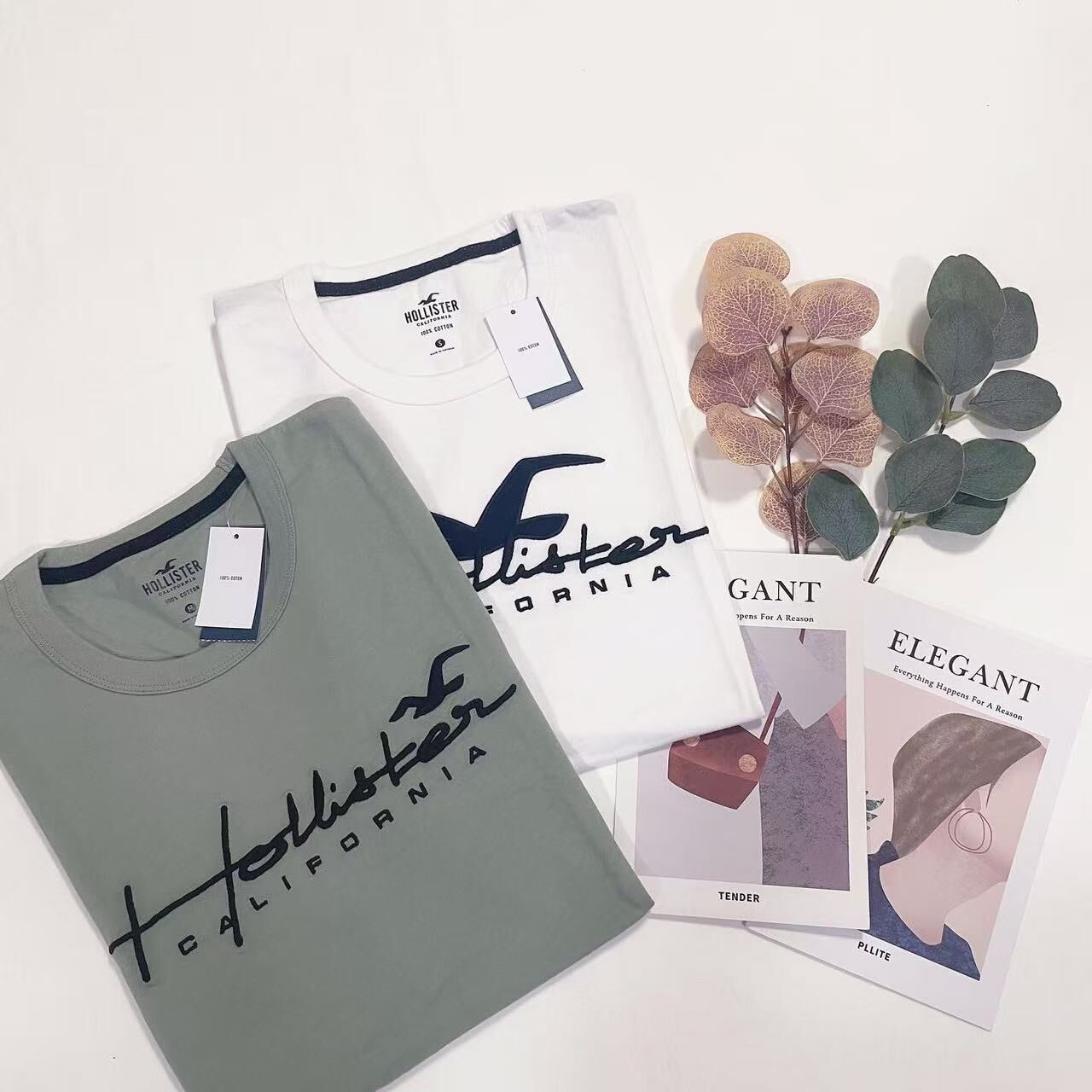 HOLLISTER MIDDLE LOGO TEE 刺繡字