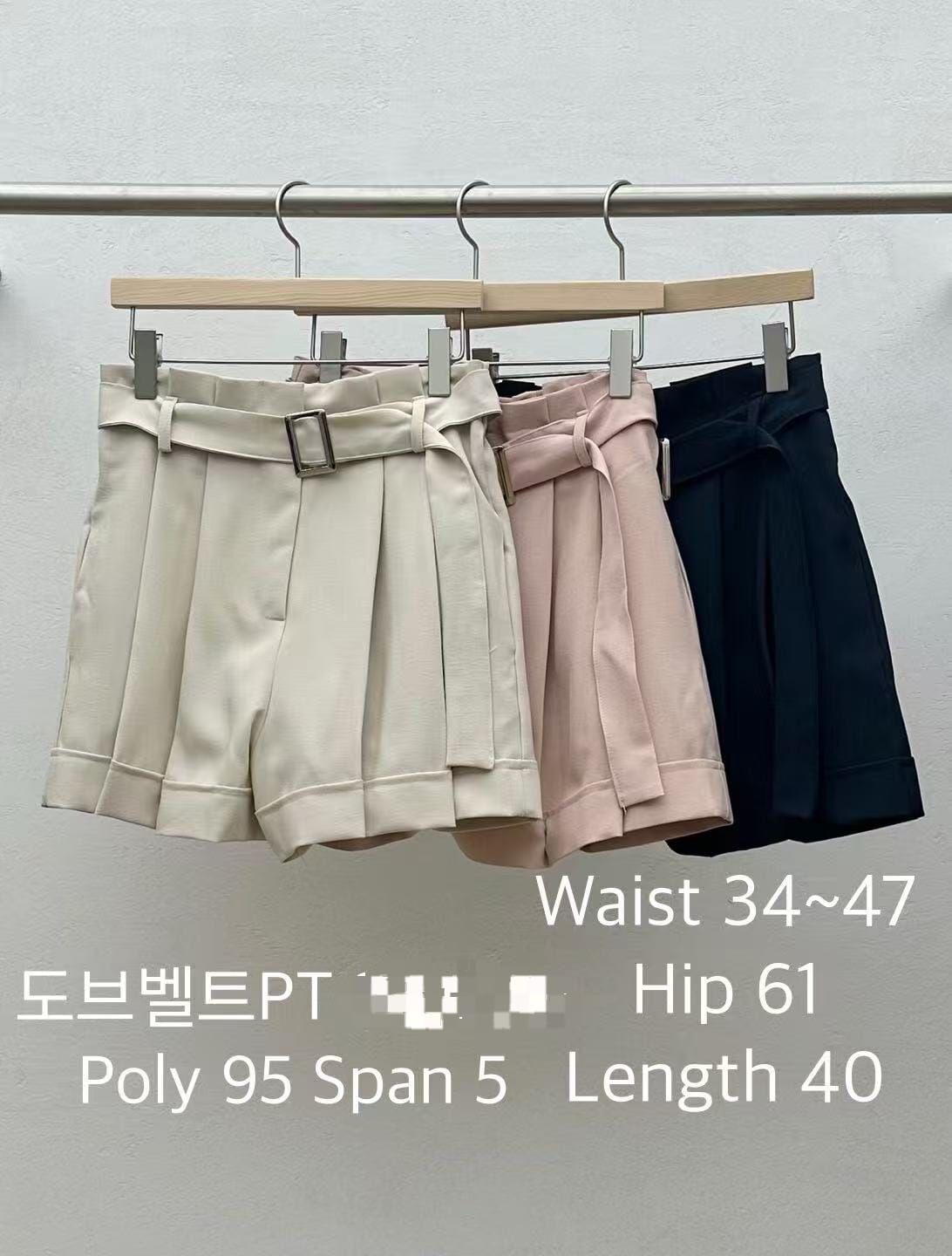 RF5033 後橡筋滑滑西裝料壓褶短褲