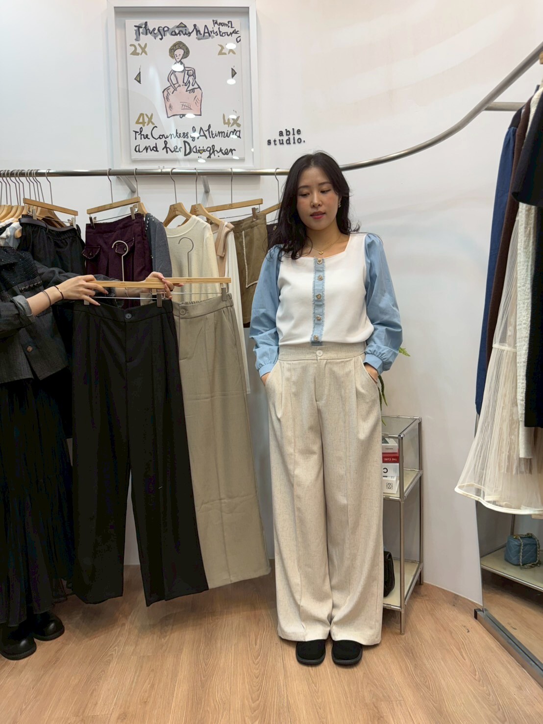 AS5034 後橡筋垂感舒適休閑褲