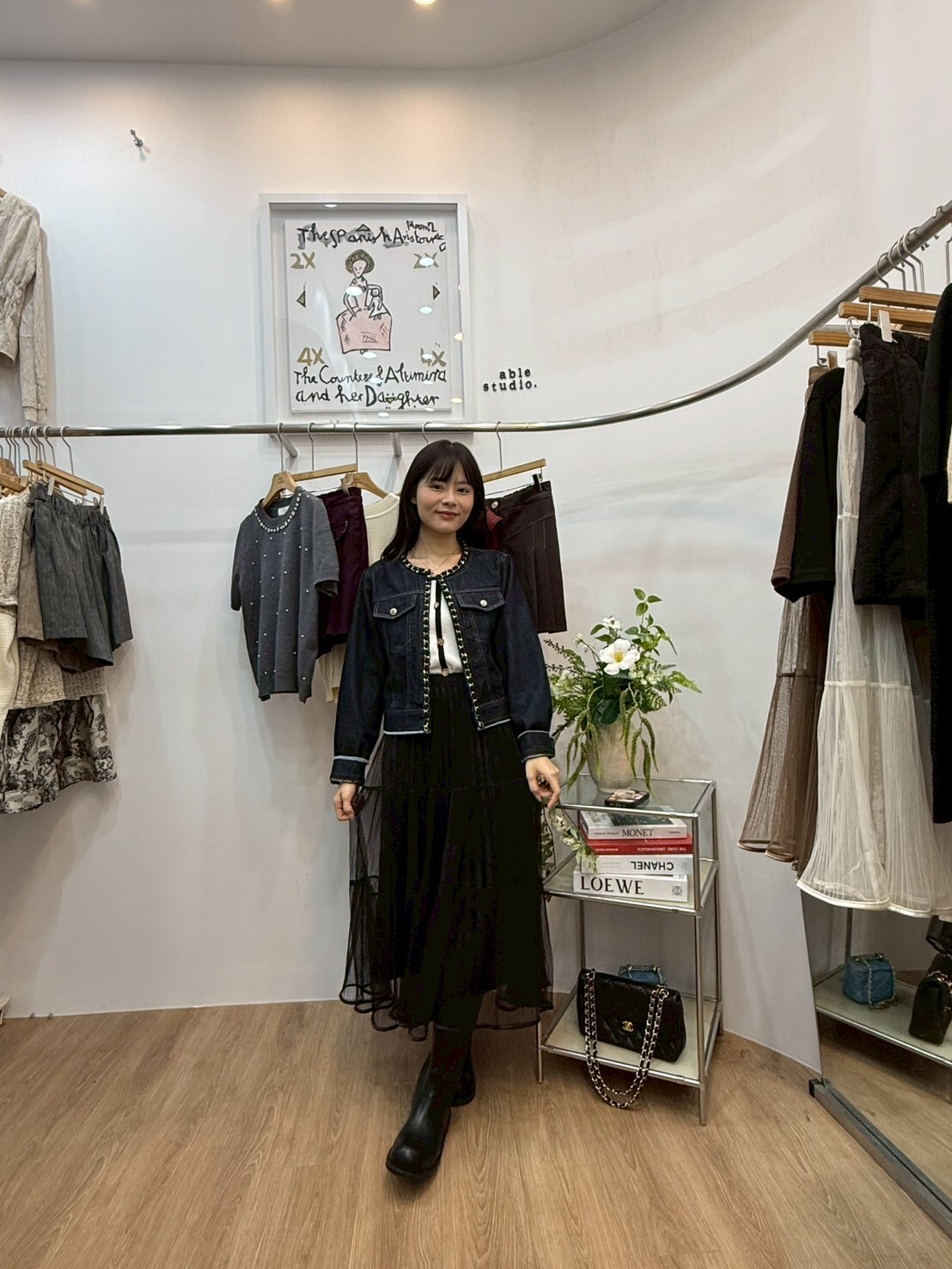 AS5012 拼Tweed邊明綫牛仔外套