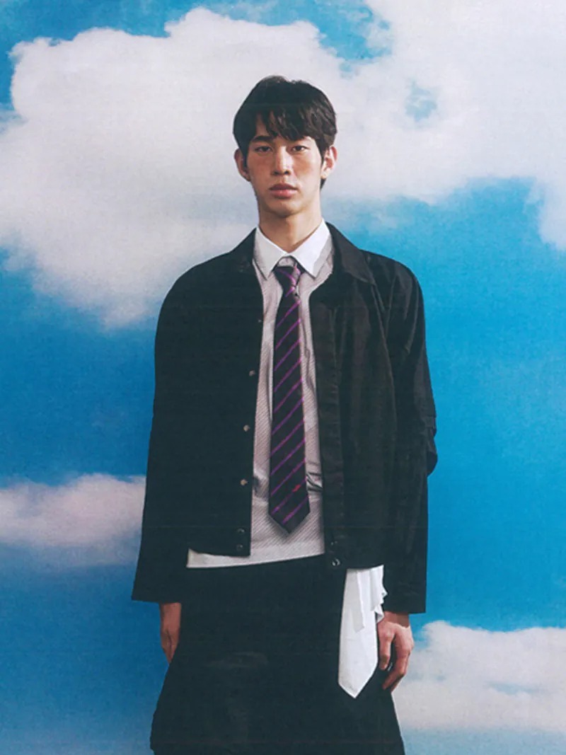 Enclave｜Diagonal Stripes Jacquard “Cruise” Tie (Dark Grey)