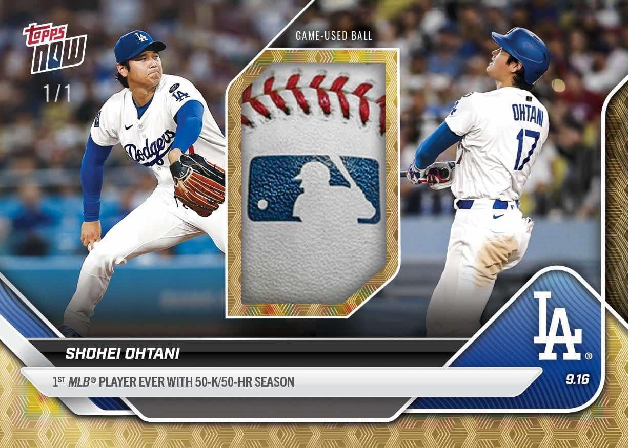 TOPPS NOW 球員卡 Shohei Ohtani大谷翔平 達成MLB單季「50轟、50K」大聯盟史上第一人 紀念球員卡 #721