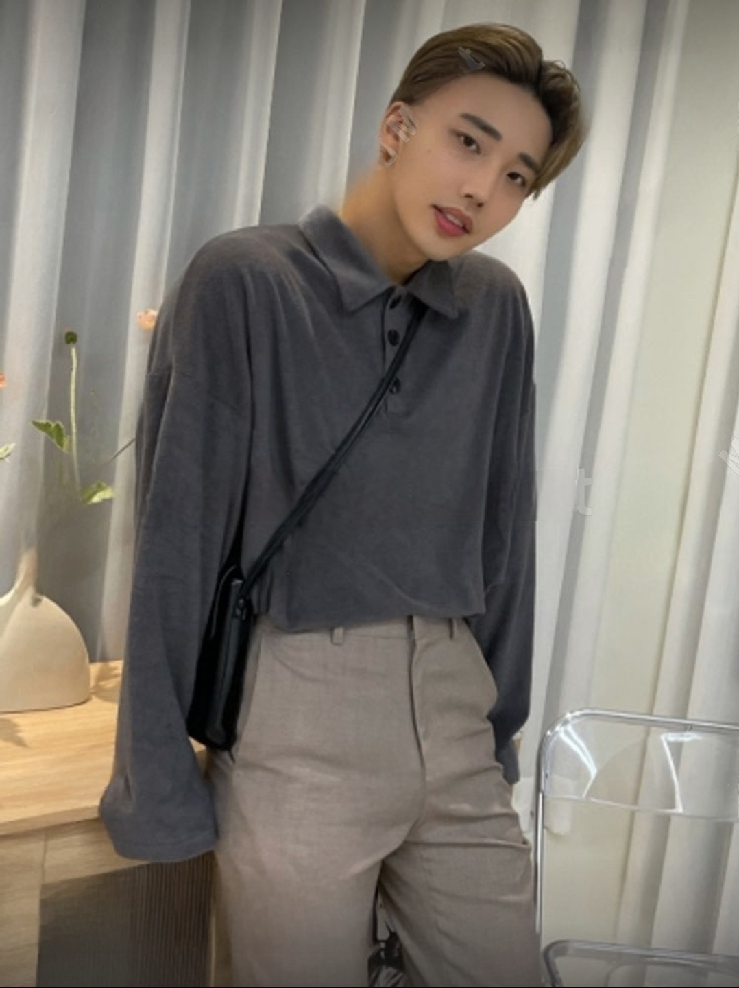 (韓國獨家特價) 毛巾布領長袖T卹