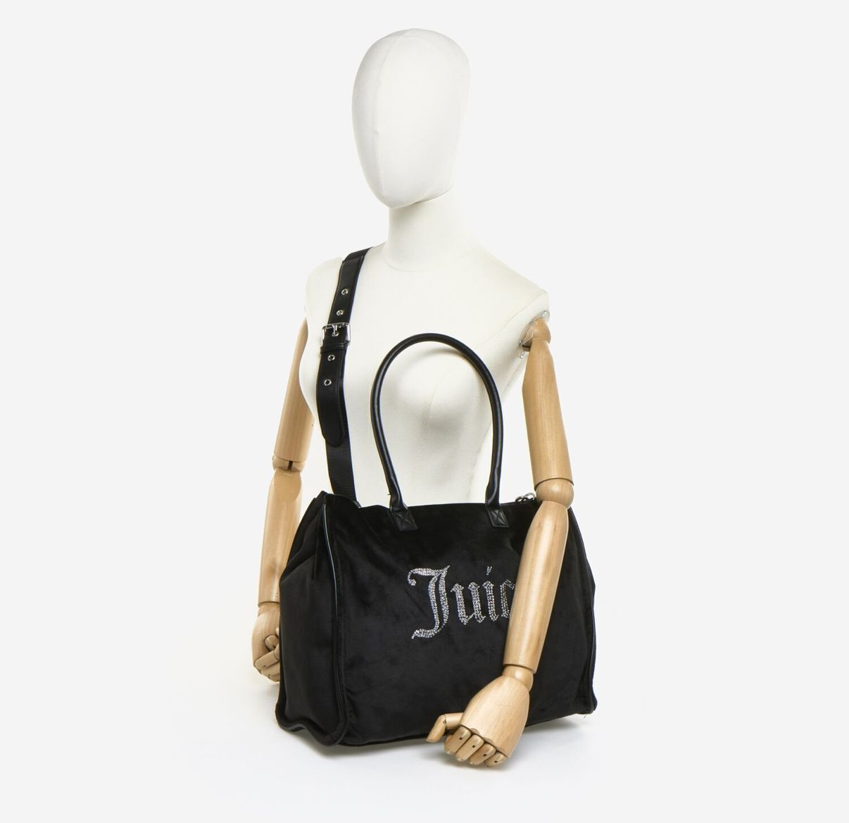 英國代購 (獨立訂單)-JUICY COUTURE Black Velvet Shopping Grab Bag With&nbsp;Mini&nbsp;Wallet