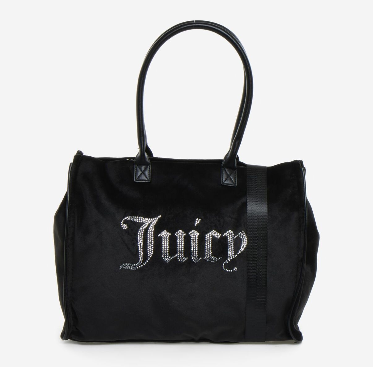 英國代購 (獨立訂單)-JUICY COUTURE Black Velvet Shopping Grab Bag With&nbsp;Mini&nbsp;Wallet
