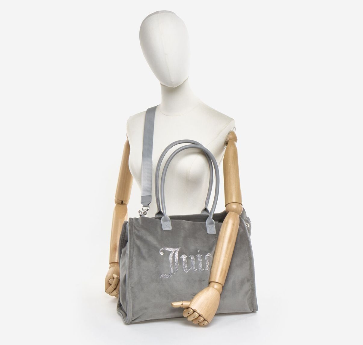 英國代購 (獨立訂單)-JUICY COUTURE Grey Iris Velvet Shopping Bag With&nbsp;Mini&nbsp;Wallet