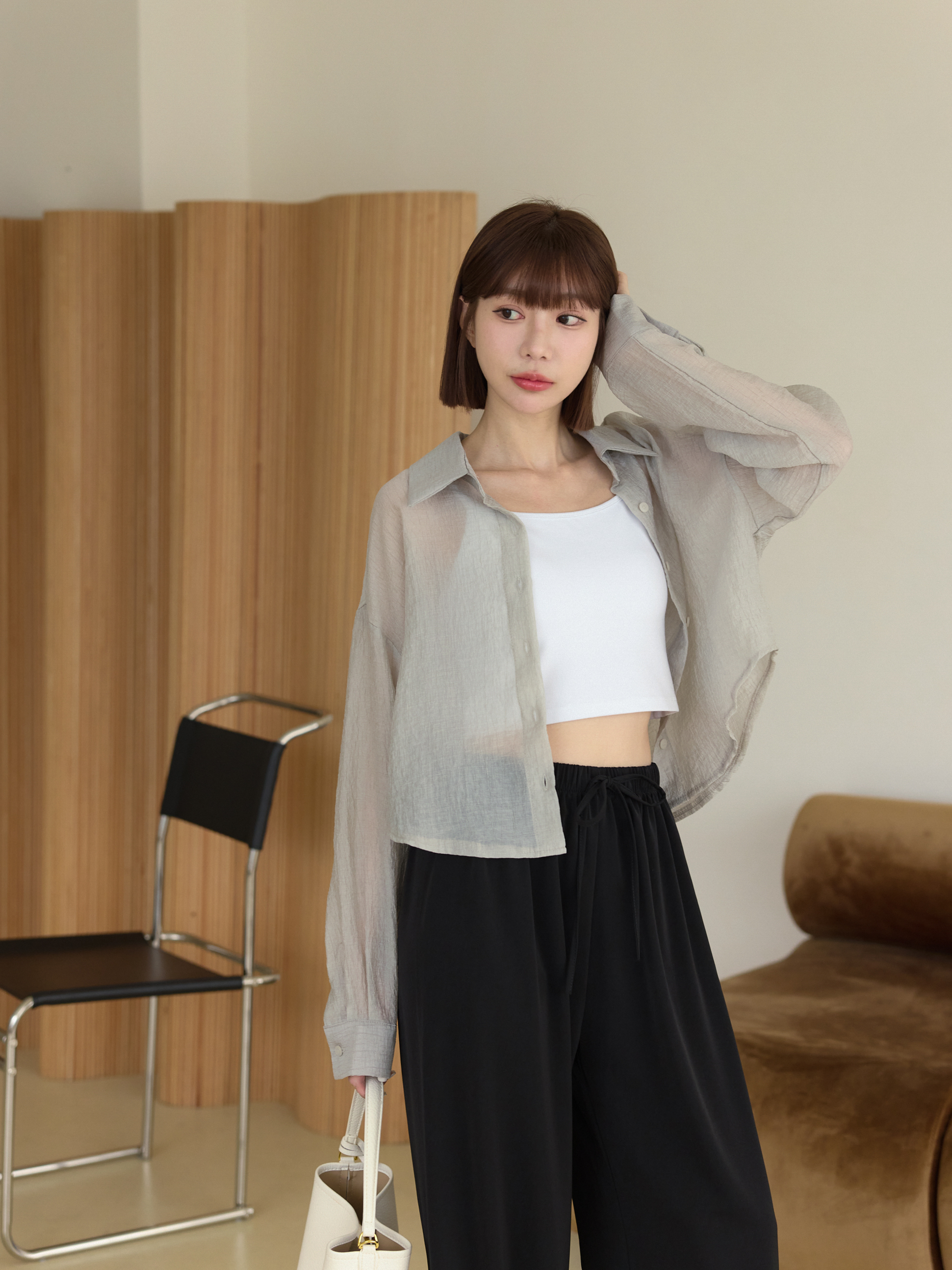 推薦款 微透膚木質紋襯衫