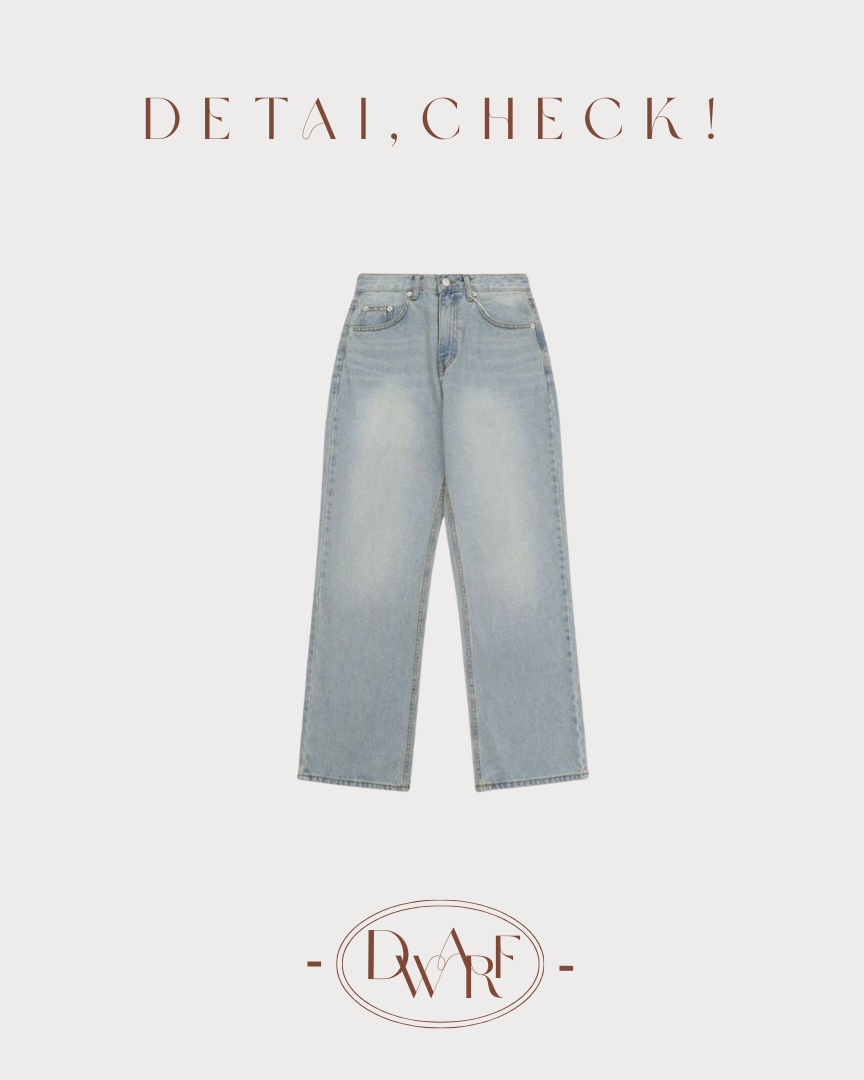 《KR》Summer☀️復古淺藍直身牛仔褲