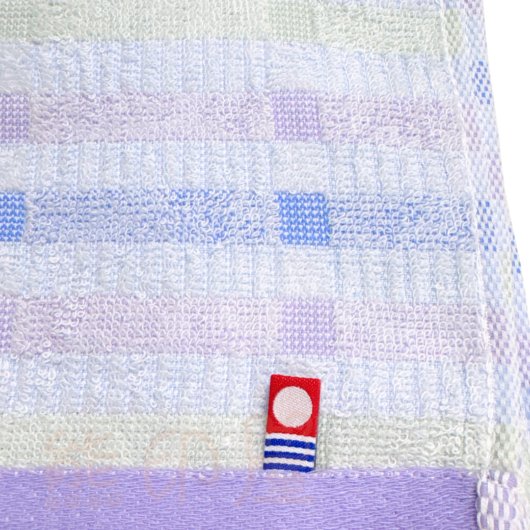 日本製今治100%棉浴巾 長毛巾 格子圖案(34×80cm) (藍)