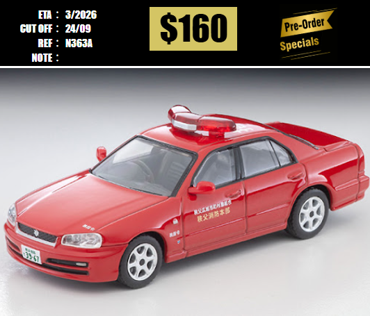 PO-$160 * TOMYTEC * 1:64  LV-N363a NISSAN SKYLINE 4Door SPORTS SEDAN GT FIRE CHIEF [OD19/09]