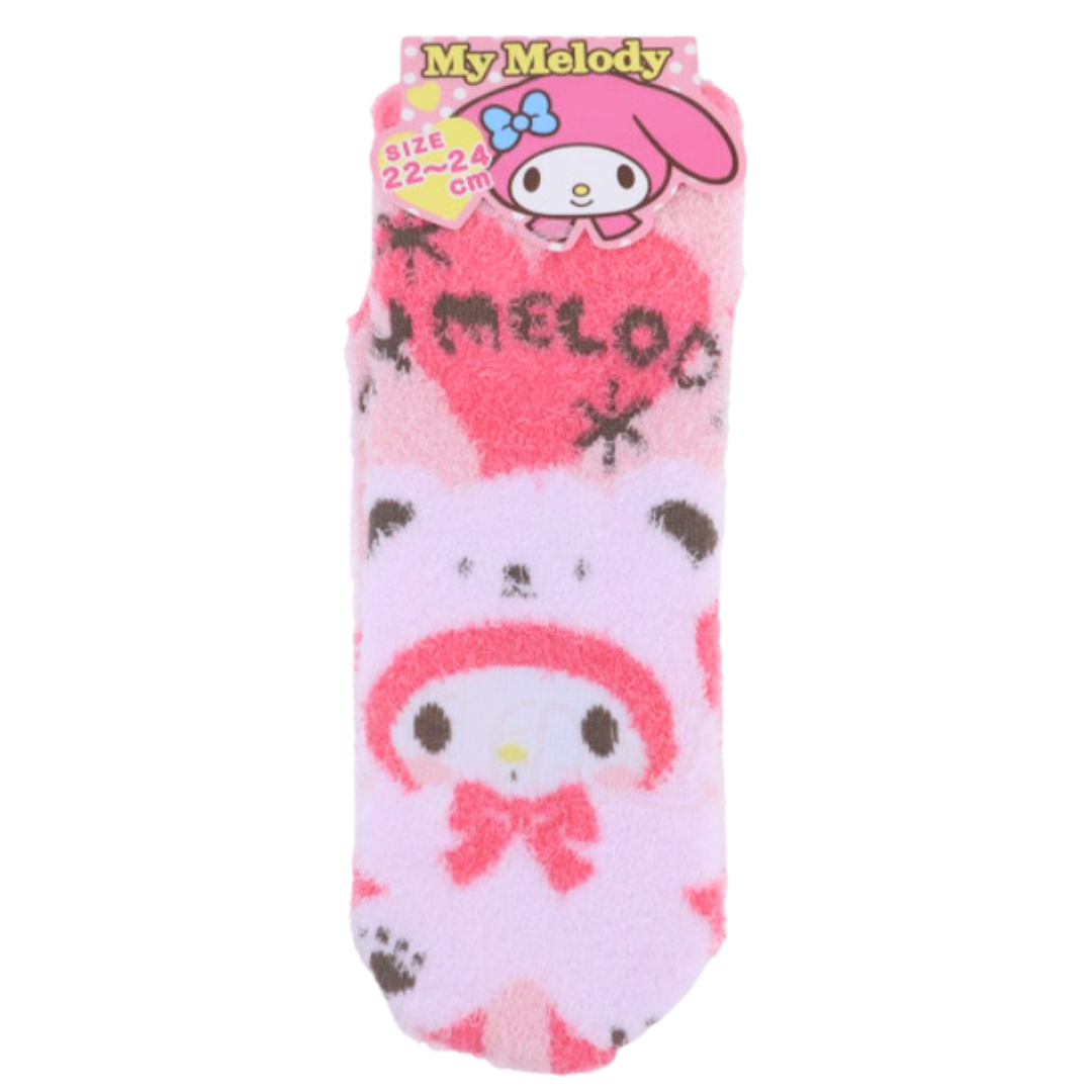 My Melody熊仔造型絨毛襪子(22cm~24cm)(平行進口)
