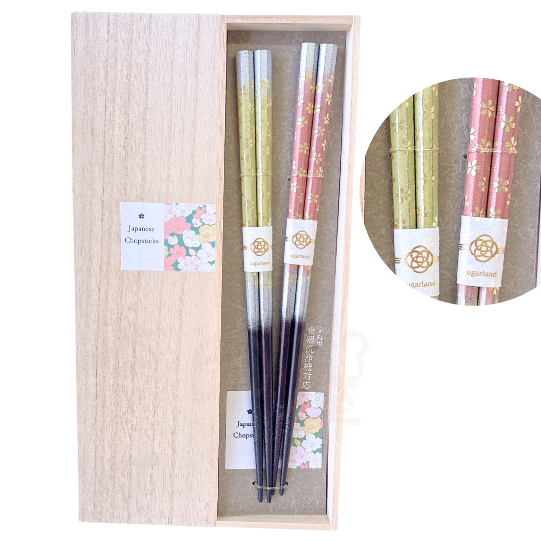 日本金櫻花樹夫婦/情侶對筷禮盒 日本製 (平行進口)