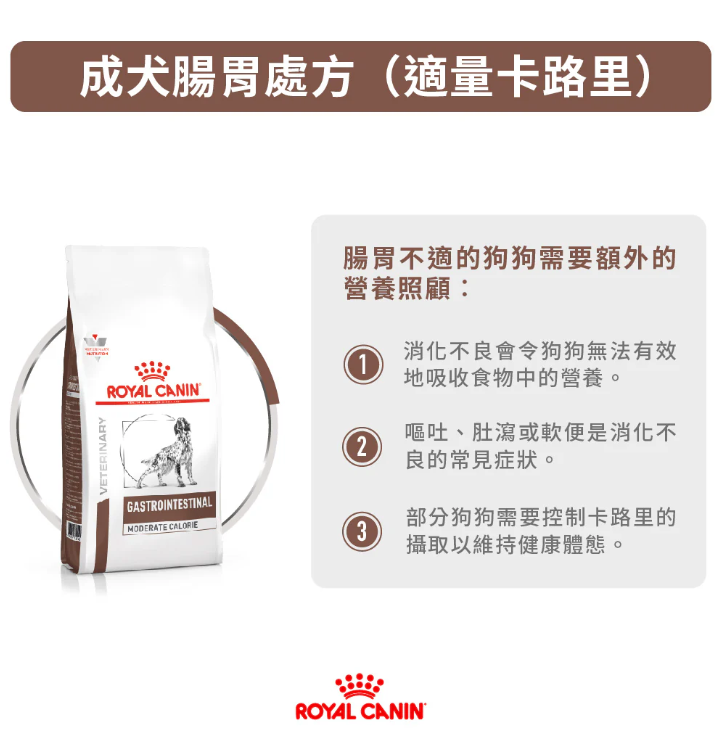 Royal Canin - 獸醫配方 - Gastro Intestinal Moderate Calorie (GIM23)  成犬腸胃低卡路里處方乾糧 2kg