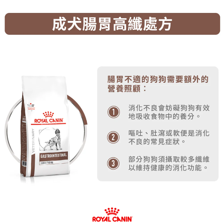 Royal Canin - 獸醫配方 - Gastro Intestinal **High Fibre** 成犬腸胃道高纖處方乾糧 2kg