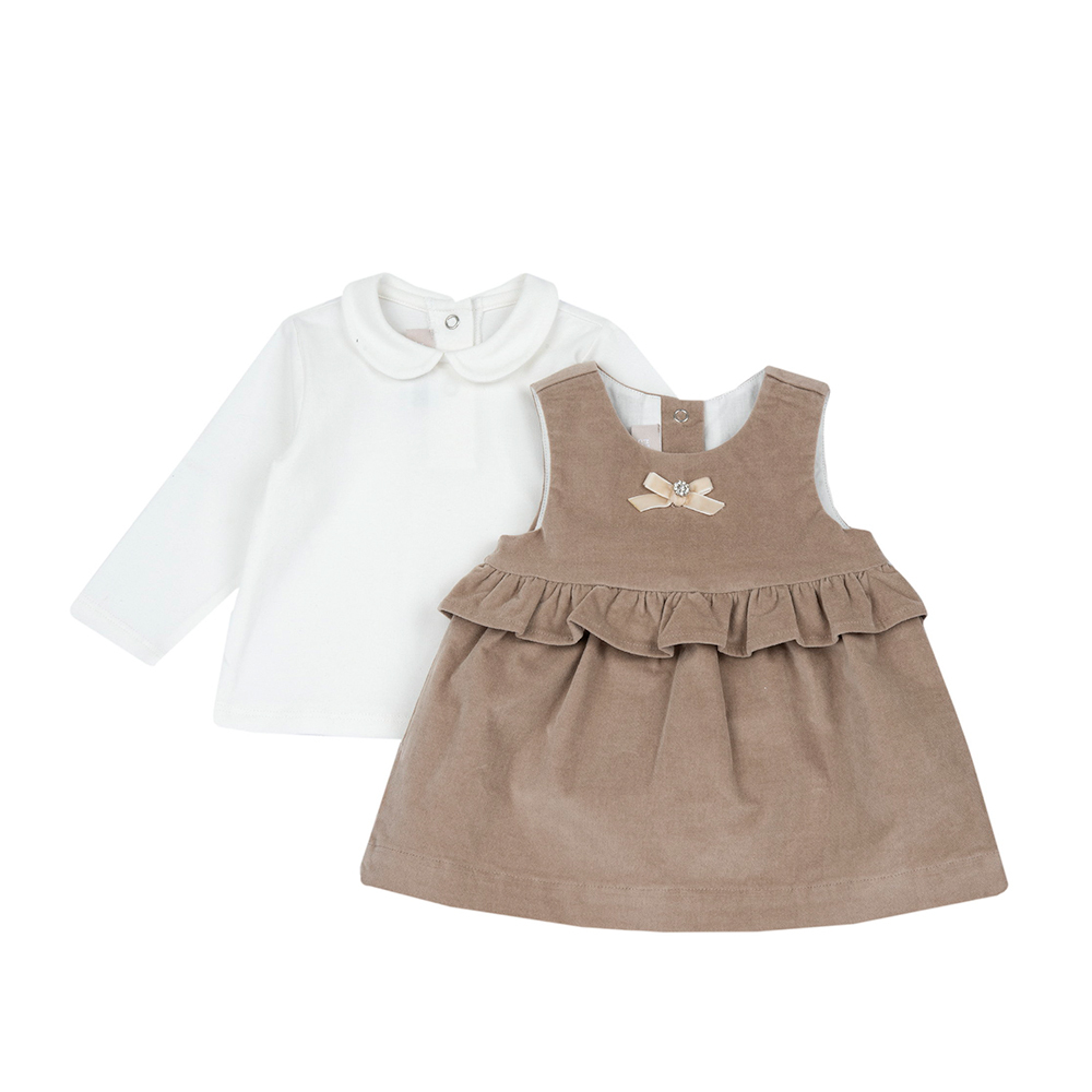 泰迪世家-絨布兩件式背心洋裝套裝