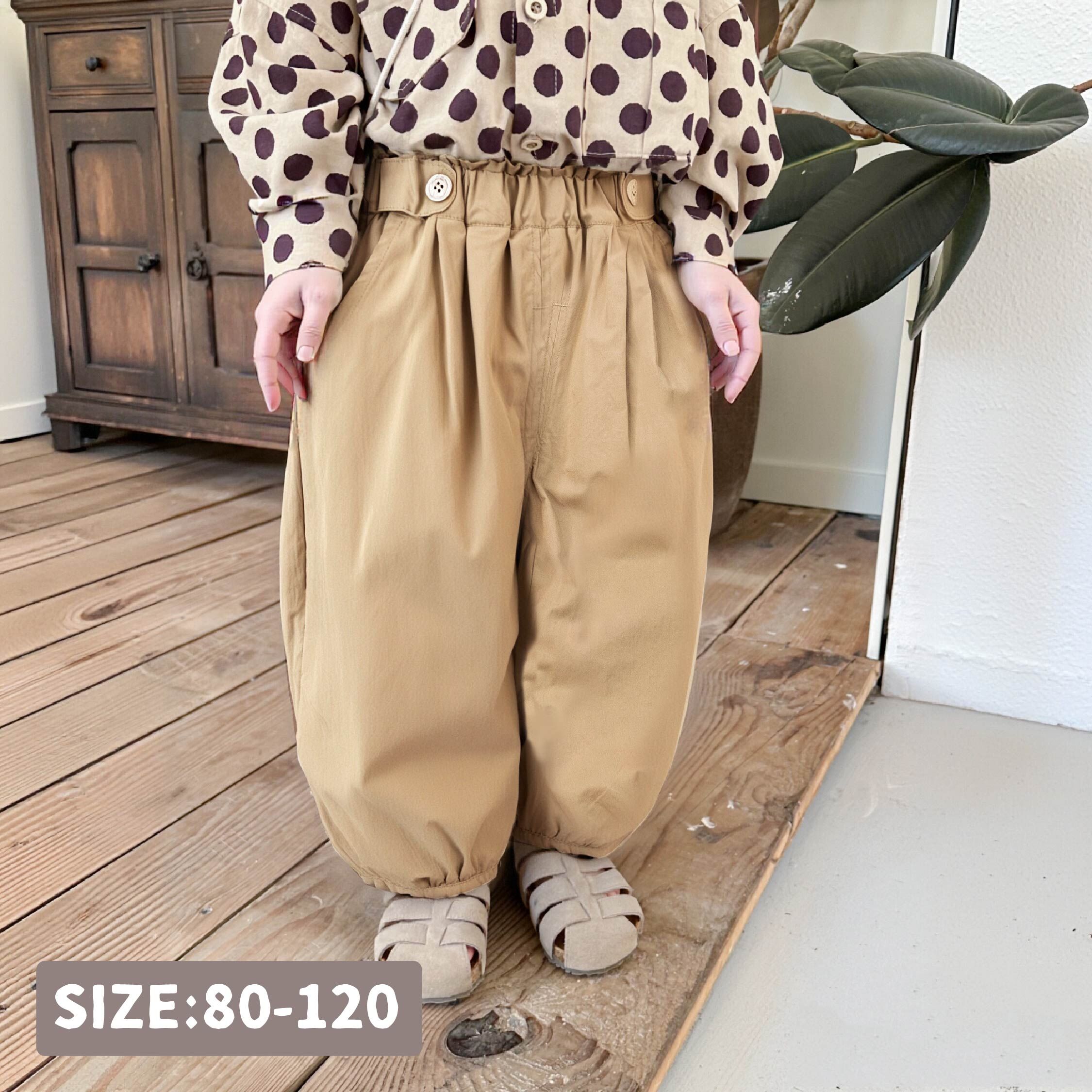 【H55258】質感木紋裝飾鈕釦設計休閒褲＊二色