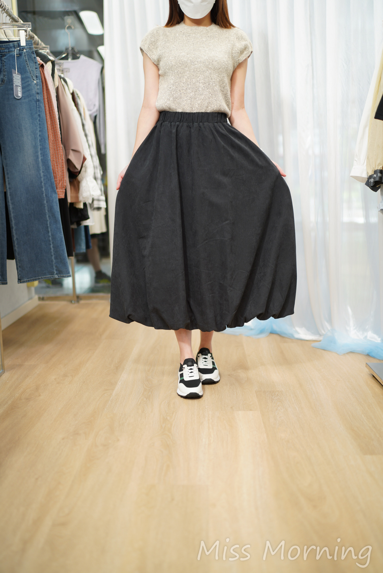 中薄面料泡泡裙(34016)