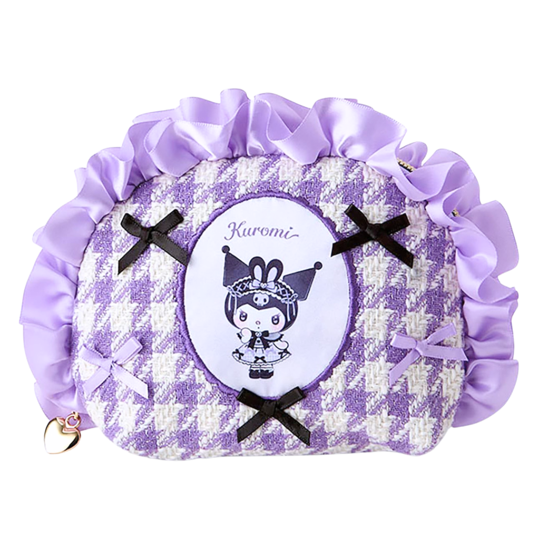 Kuromi千鳥格紋拉鏈小袋 化妝包(平行進口)