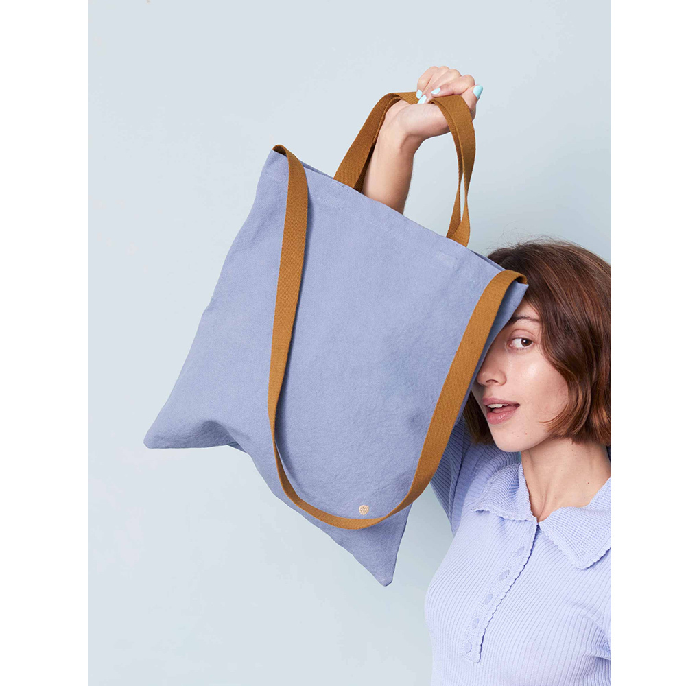 法國La cerise sur le gâteau 有機棉手提側背包-灰藍色