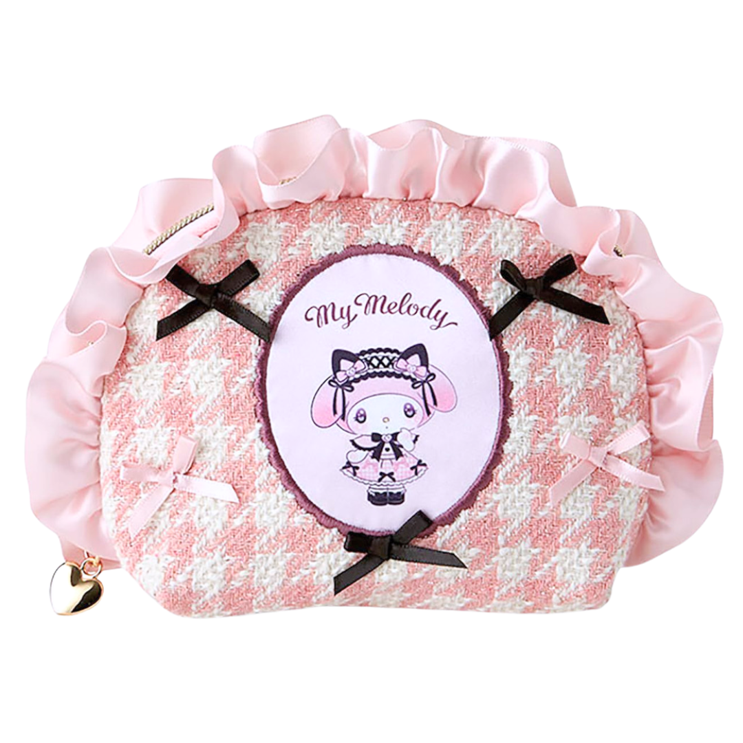 My Melody 千鳥格紋拉鏈小袋 化妝包(平行進口)