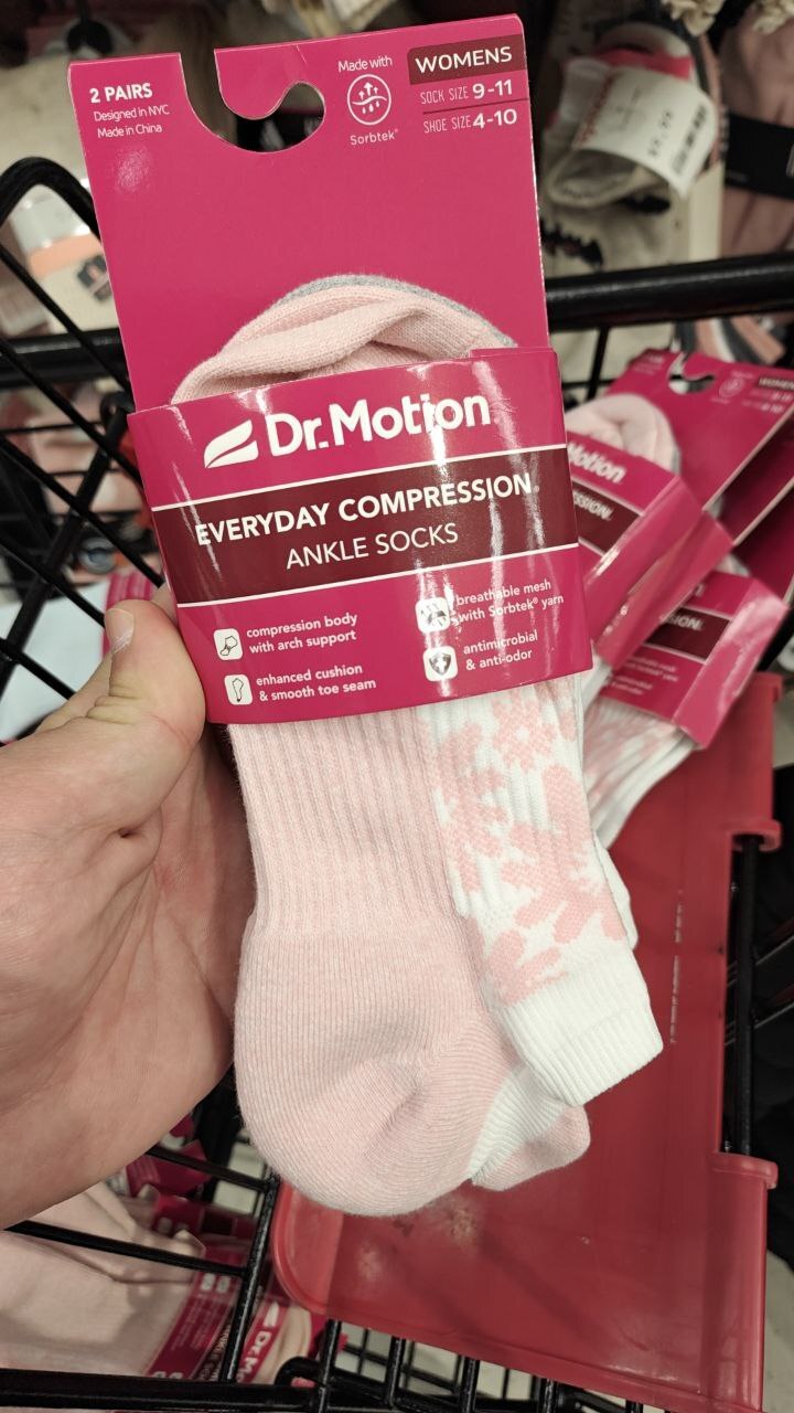 [U] CW PINK DR. MOTION WOMEN'S EVERYDAY COMPRESSION ANKLE SOCKS, 2 PAIRS, 096549002056 (UCW107)