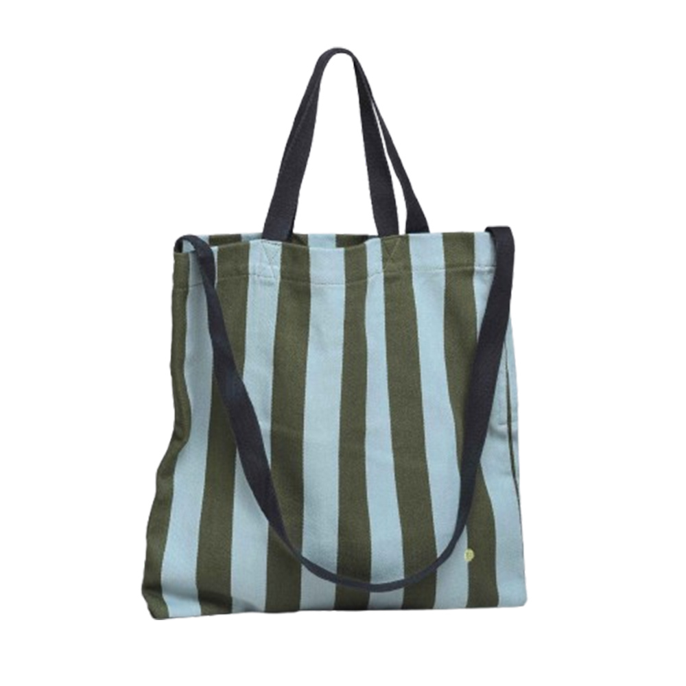 (預購3/31)法國La cerise sur le gâteau 有機棉手提側背包-抹茶藍條紋