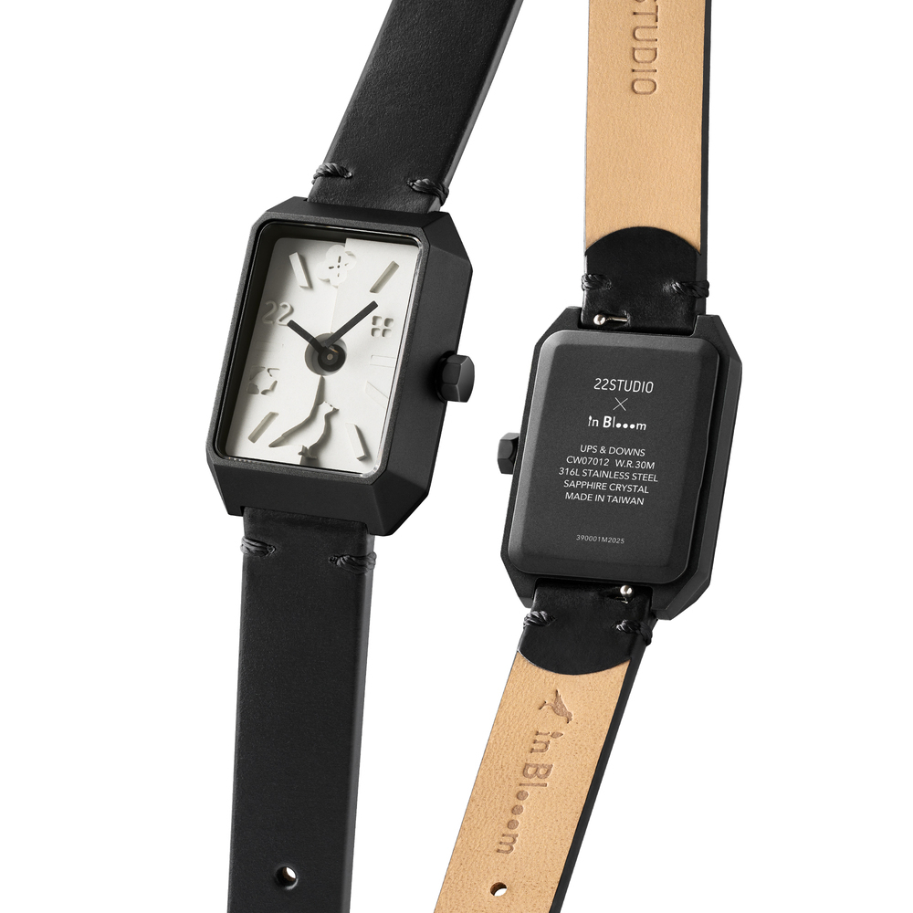 22Design上下坡方形水泥錶/印花樂聯名款/黑