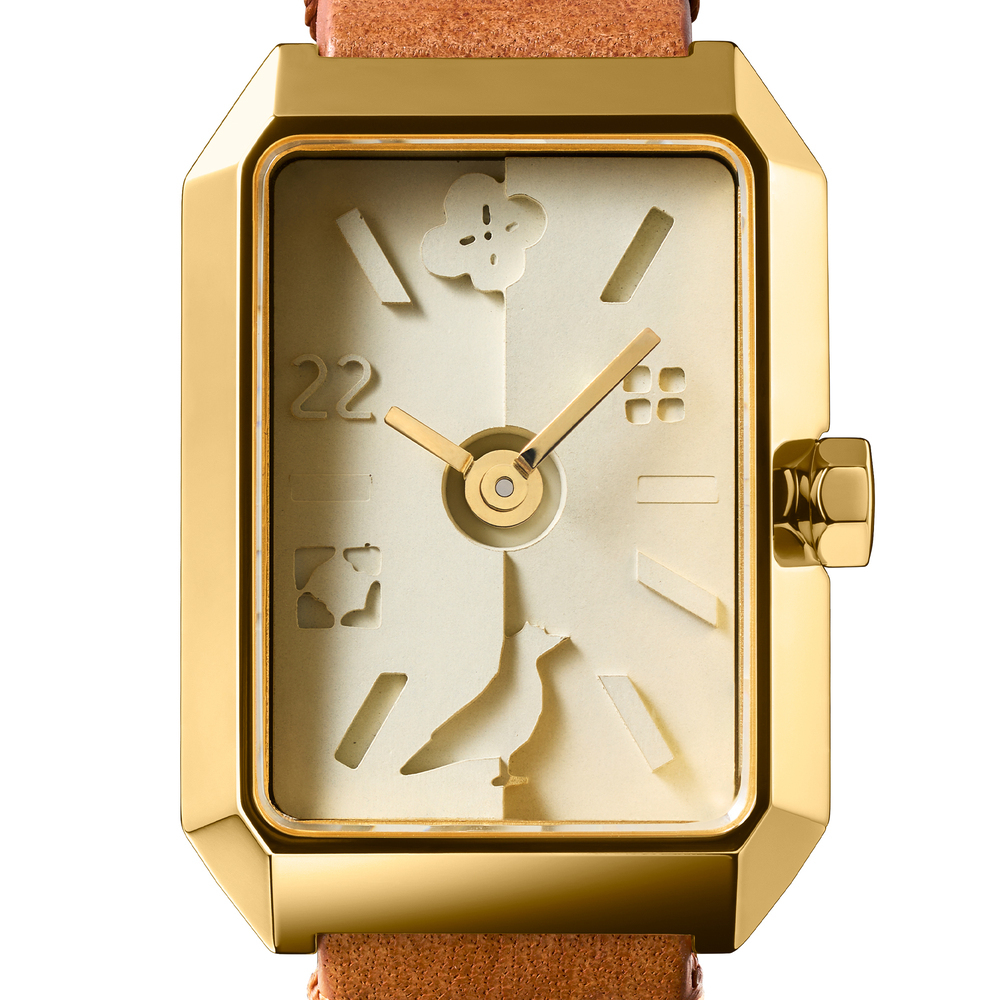 22Design上下坡方形水泥錶/印花樂聯名款/金焦糖