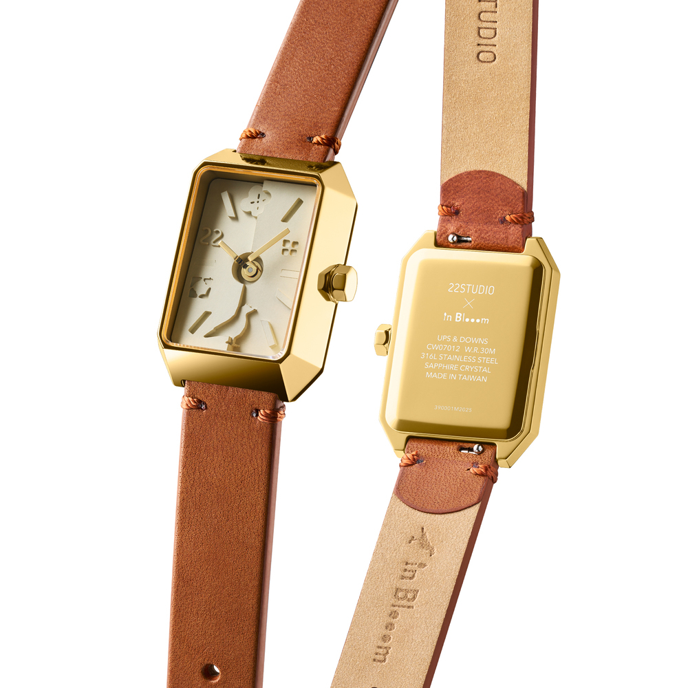 22Design上下坡方形水泥錶/印花樂聯名款/金焦糖