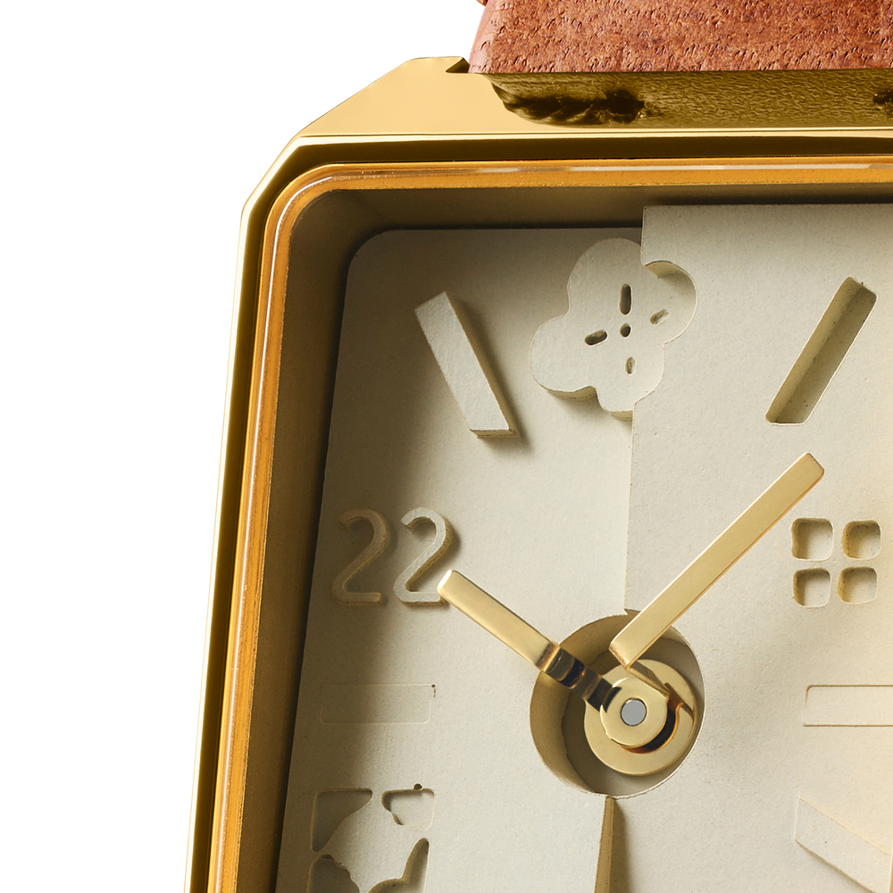 22Design上下坡方形水泥錶/印花樂聯名款/金焦糖