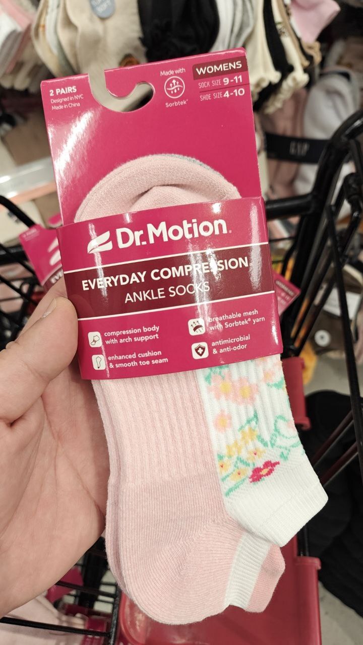 [U] CW MULTI DR. MOTION WOMEN'S EVERYDAY COMPRESSION ANKLE SOCKS, 2 PAIRS, 55-8665-391441-000699-19-2 (UCW108)