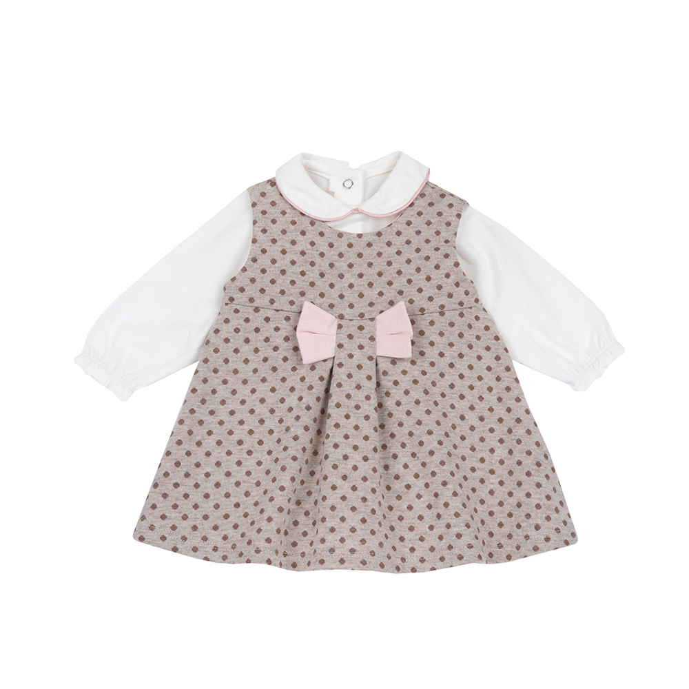 粉紅邦妮-提織點點兩件式背心洋裝套