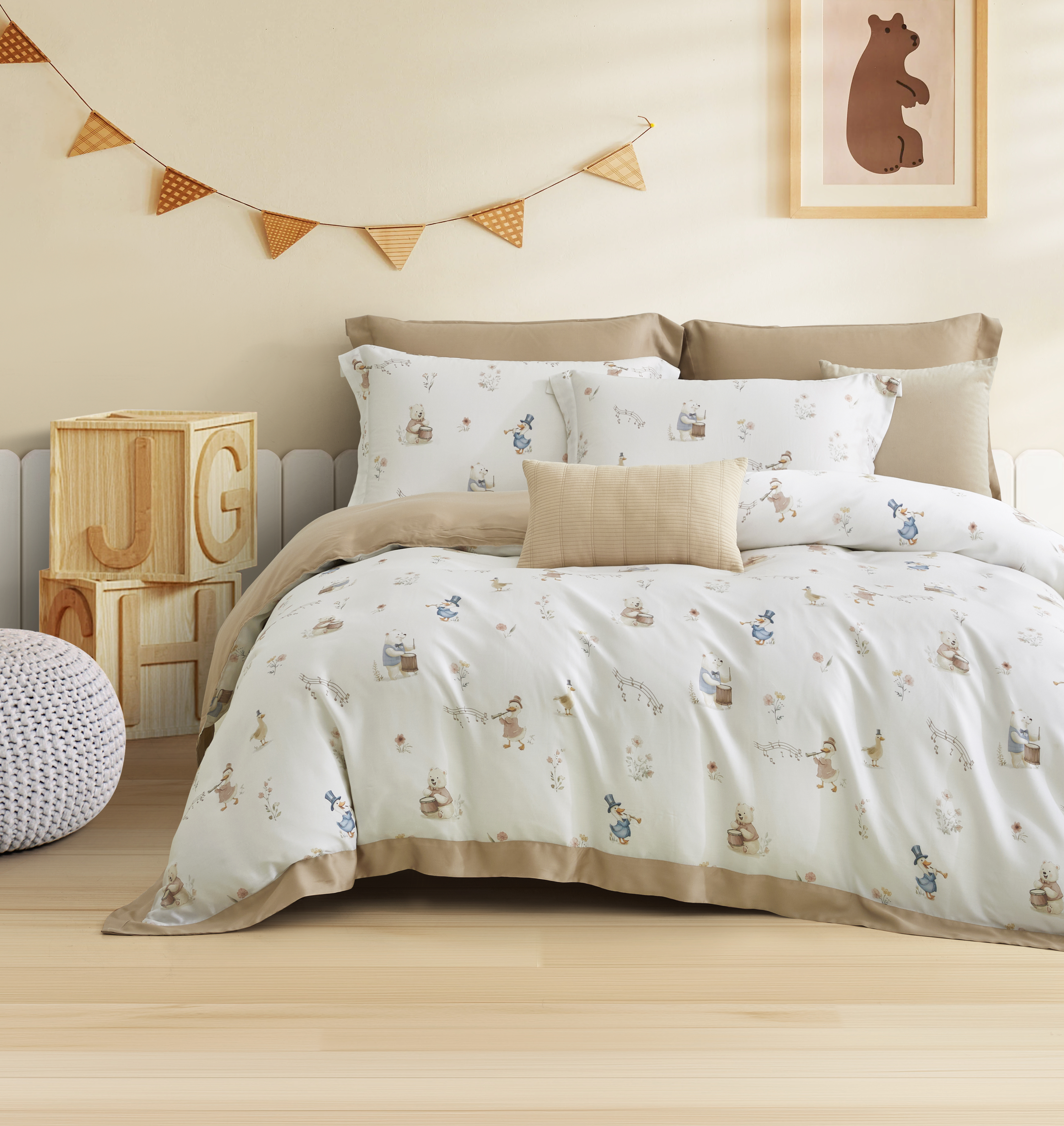 100%60s凡芮思【旋律小鎮】雙色翅膀款【兩用被+床包】|有單人