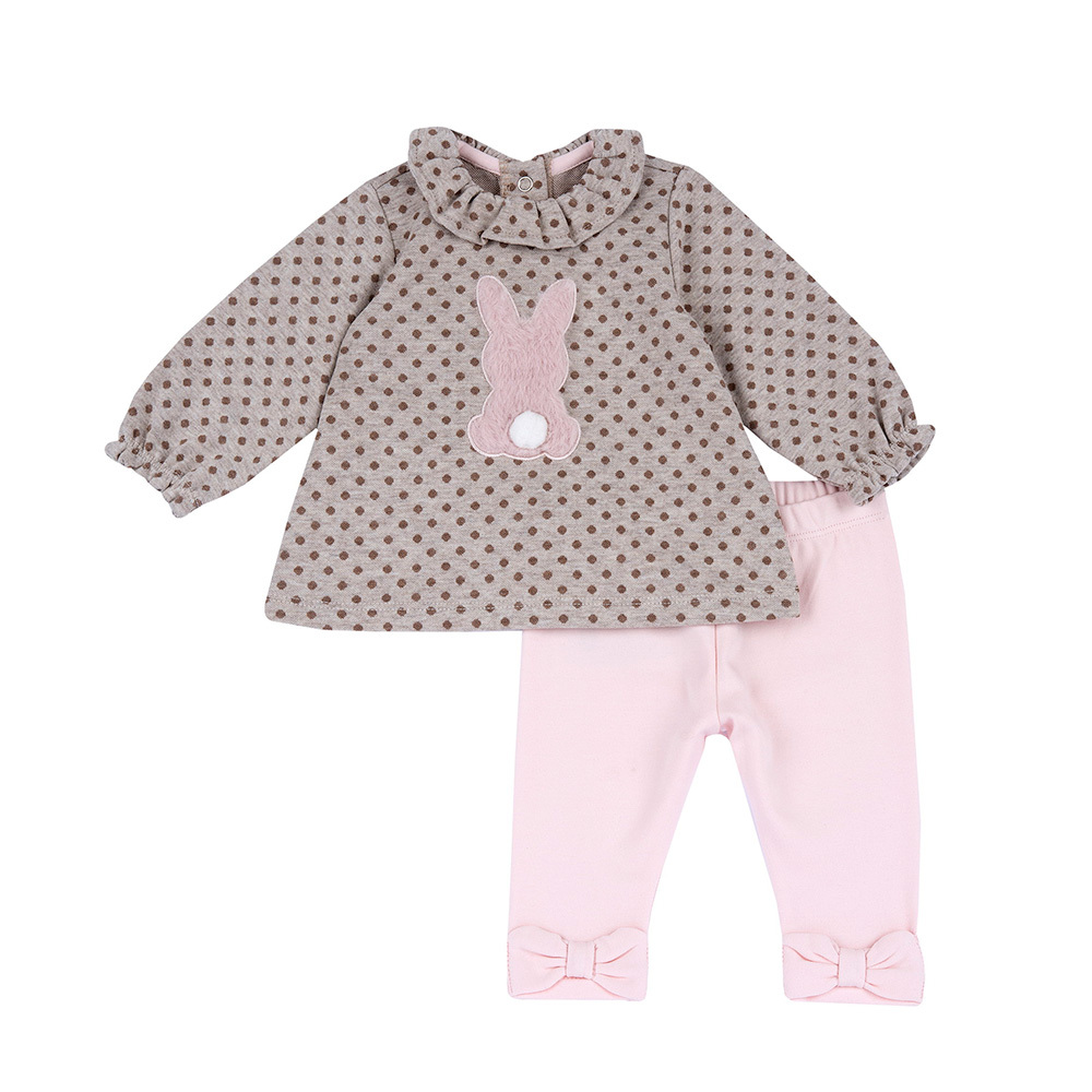 粉紅邦妮-提織點點立體小兔長袖套裝