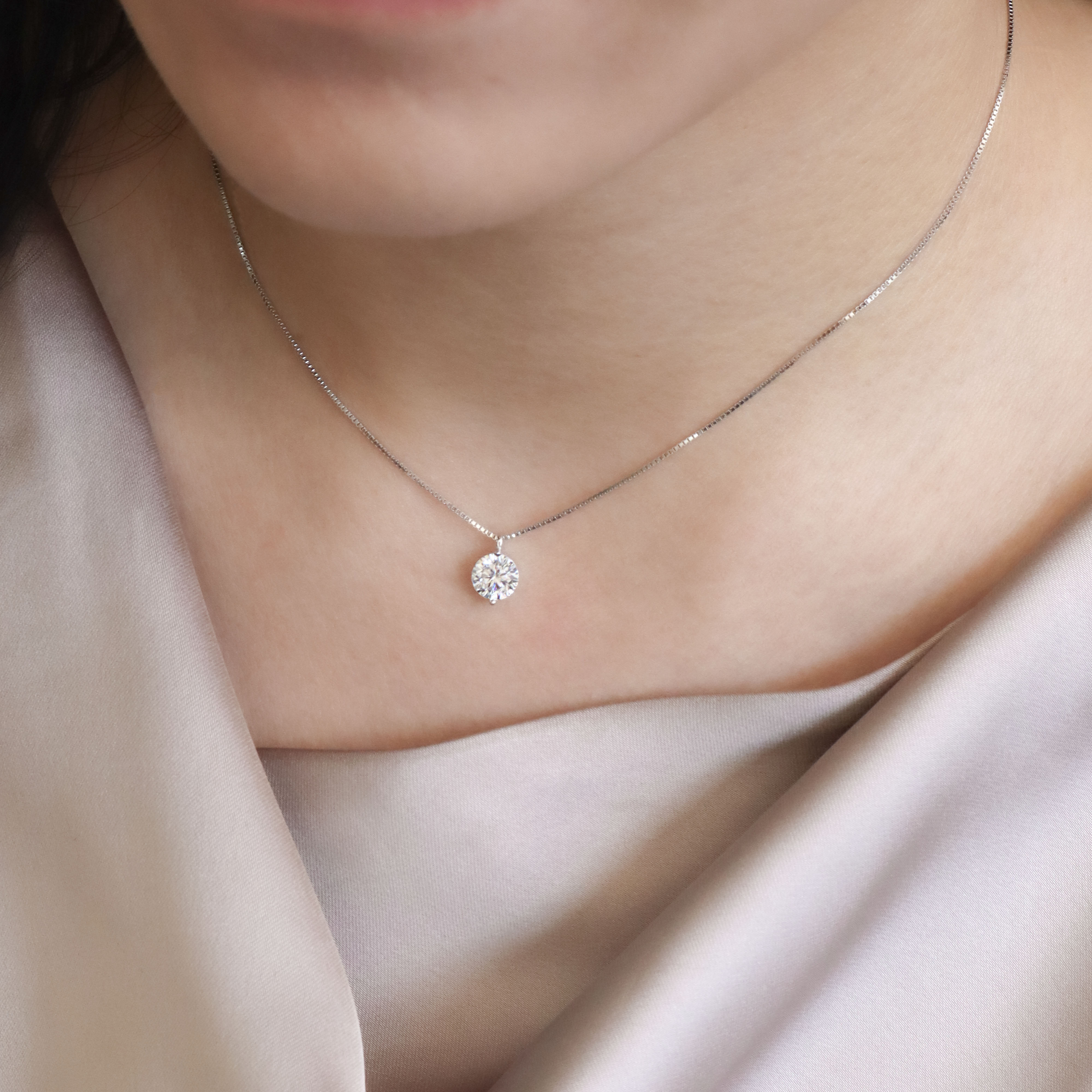 Silver/閃耀單顆莫桑鑽項鍊
