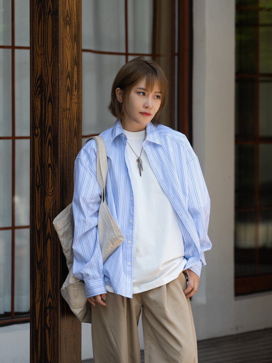 #預購 MASSULTI 25AW 新疆長絨棉 條紋襯衫 藍色